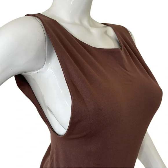 AURA Sleeveless Thong tank top Bodysuit ultra stretch deep chocolate brown L XL - Picture 16 of 17